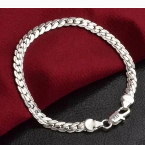 SILVER PLATED FLAT SNAKE CHAIN - 8" BRACELET - Picture 5 of 12